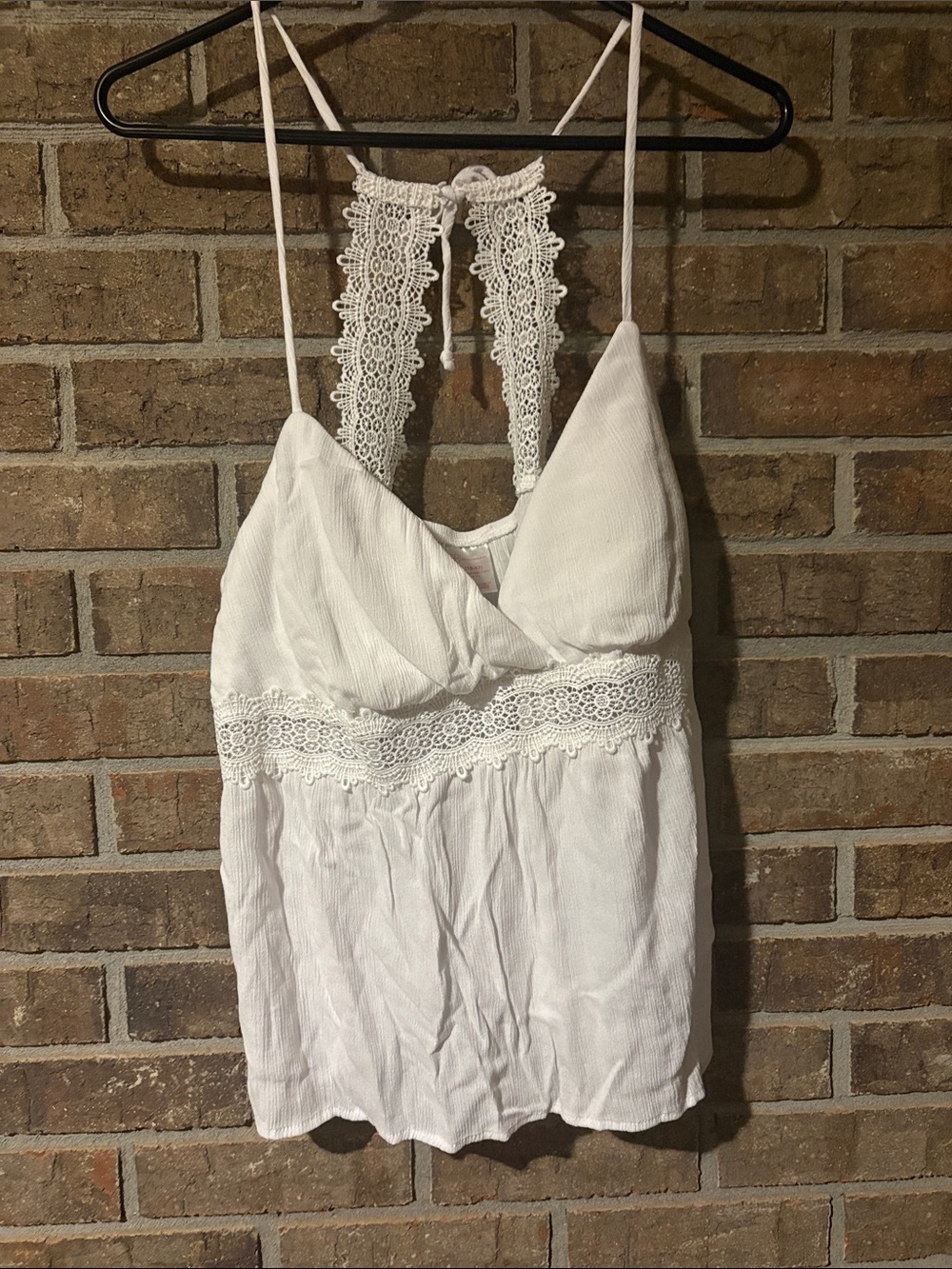 White Lace-Trim Spaghetti Strap Women's Top